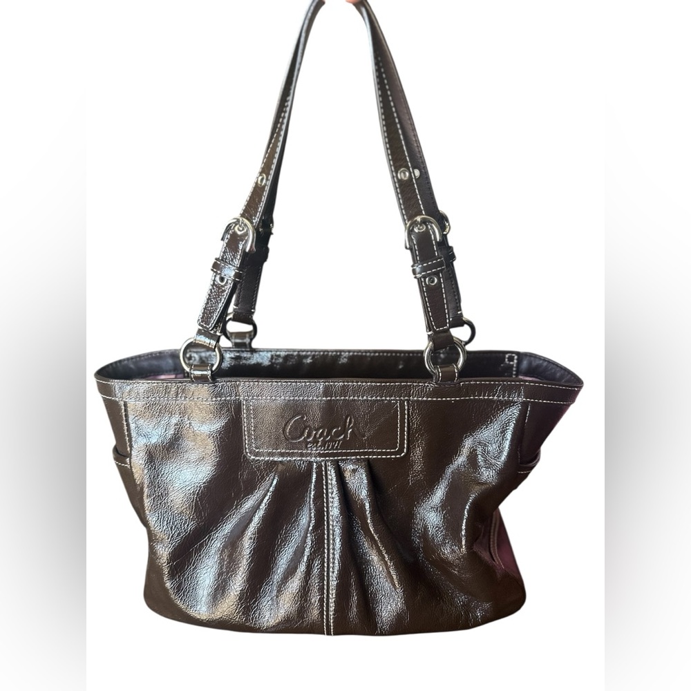 Coach 1941 Brown Patent Leather Shoulder Bag